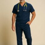 🩺 FortisPop Core+™ Microfiber Masculine Scrub Set – 6 Pockets, Half Sleeves
